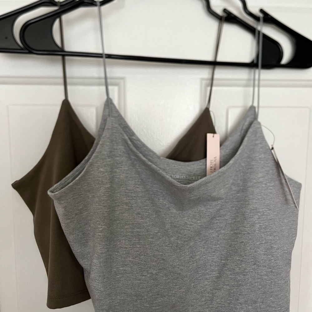 Gray and Olive Women's Cropped Tank Tops